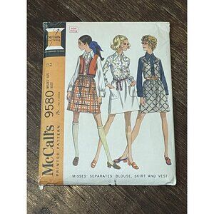 McCall's 9580 Pattern Vintage 1960s Misses Button Up Blouse Skirt Vest Size 12